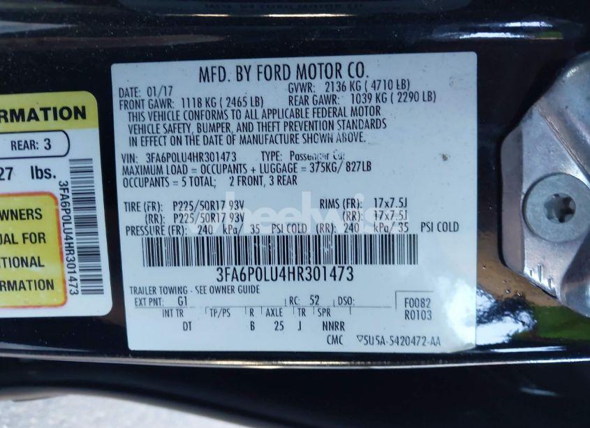 Photo 9 of 2017 Ford Fusion HYBRID SE (VIN 3FA6P0LU4HR301473)