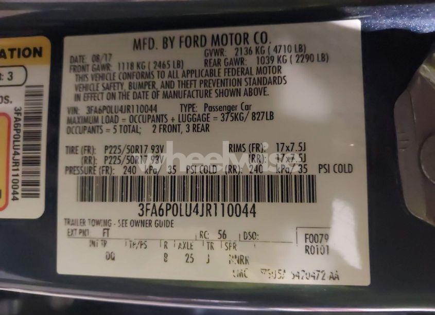 Photo 9 of 2018 Ford Fusion HYBRID SE (VIN 3FA6P0LU4JR110044)