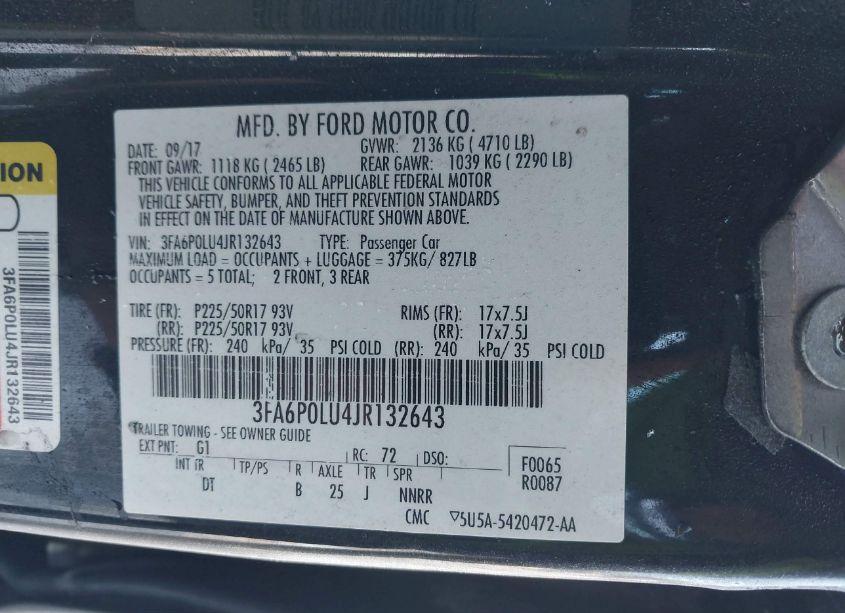 Photo 9 of 2018 Ford Fusion HYBRID SE (VIN 3FA6P0LU4JR132643)