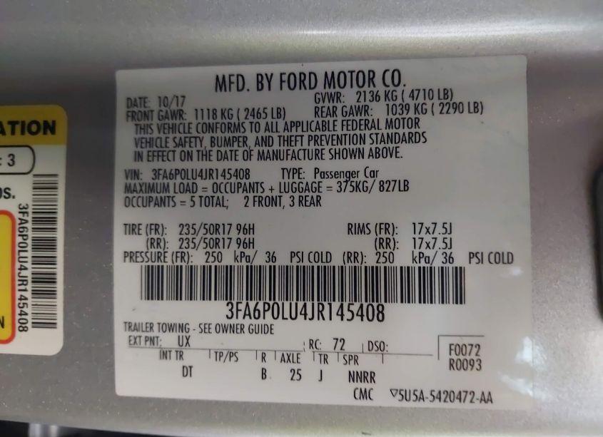 Photo 9 of 2018 Ford Fusion HYBRID SE (VIN 3FA6P0LU4JR145408)