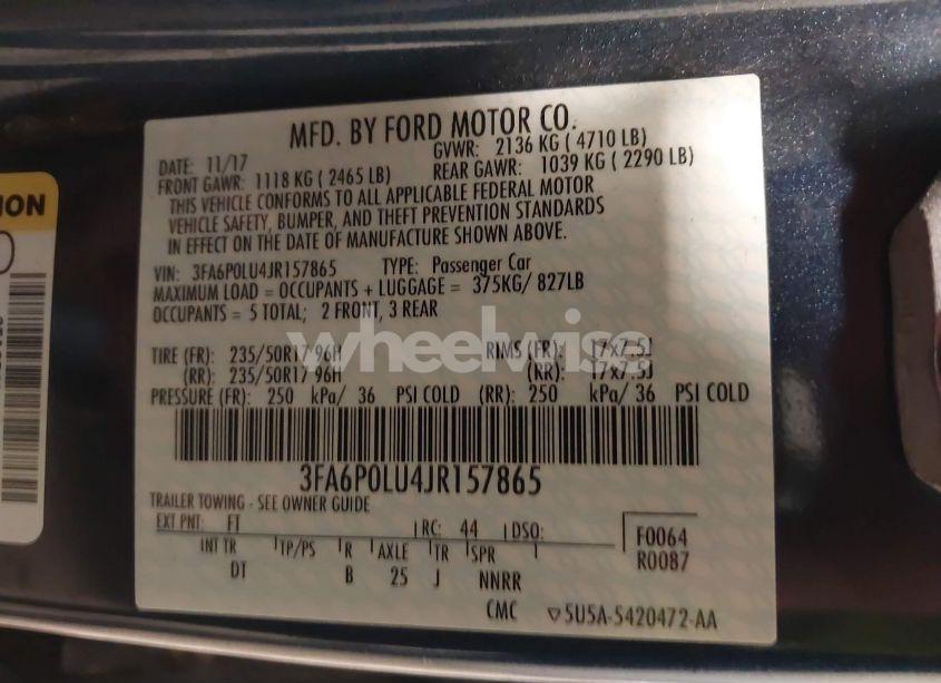 Photo 9 of 2018 Ford Fusion HYBRID SE (VIN 3FA6P0LU4JR157865)