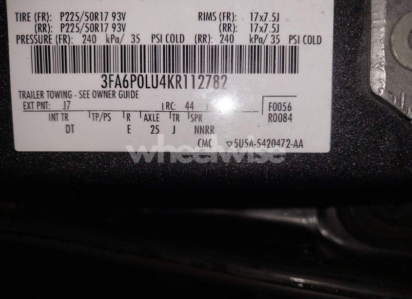 Photo 9 of 2019 Ford Fusion HYBRID SE (VIN 3FA6P0LU4KR112782)