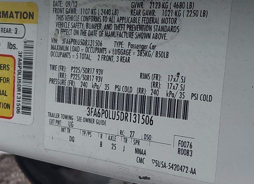 Photo 9 of 2013 Ford Fusion HYBRID SE (VIN 3FA6P0LU5DR131506)