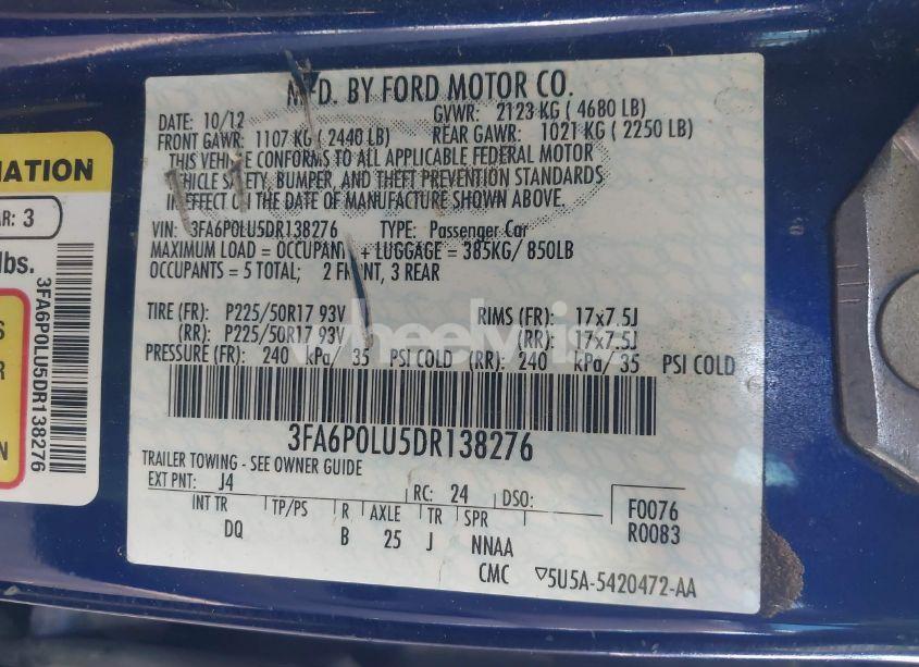 Photo 9 of 2013 Ford Fusion HYBRID SE (VIN 3FA6P0LU5DR138276)