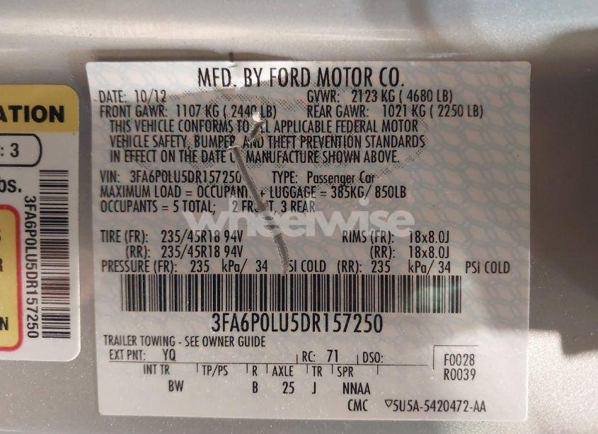 Photo 9 of 2013 Ford Fusion HYBRID SE (VIN 3FA6P0LU5DR157250)