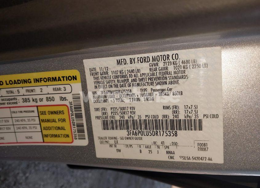 Photo 9 of 2013 Ford Fusion HYBRID SE (VIN 3FA6P0LU5DR175358)