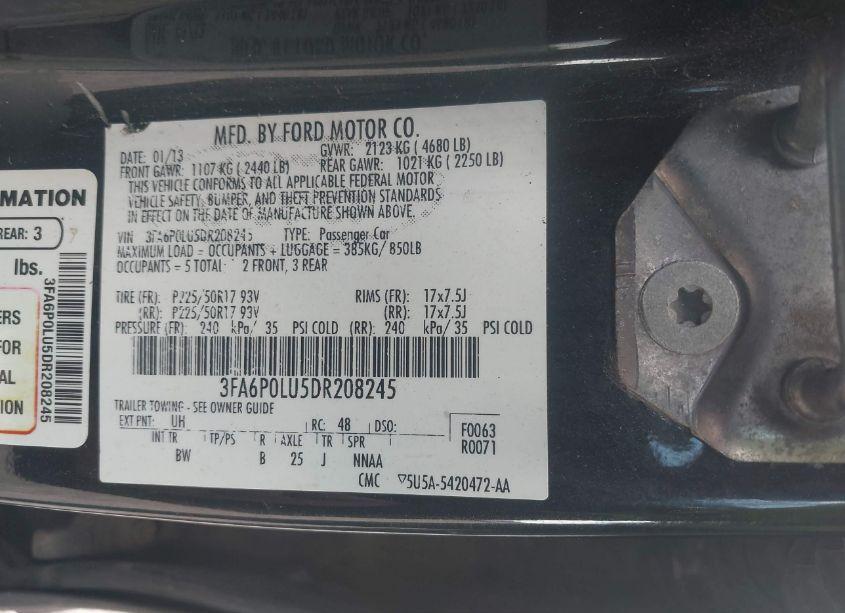 Photo 9 of 2013 Ford Fusion HYBRID SE (VIN 3FA6P0LU5DR208245)