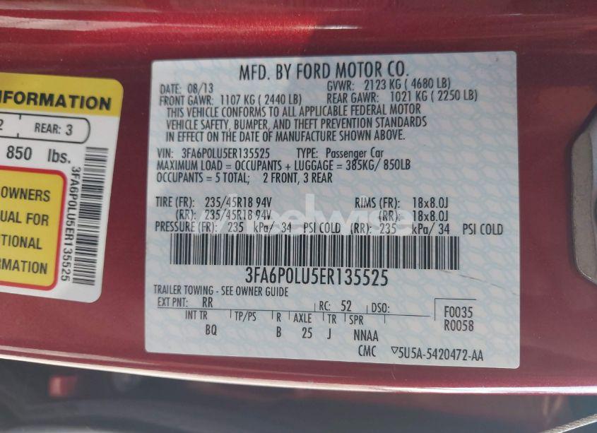 Photo 9 of 2014 Ford Fusion HYBRID SE (VIN 3FA6P0LU5ER135525)