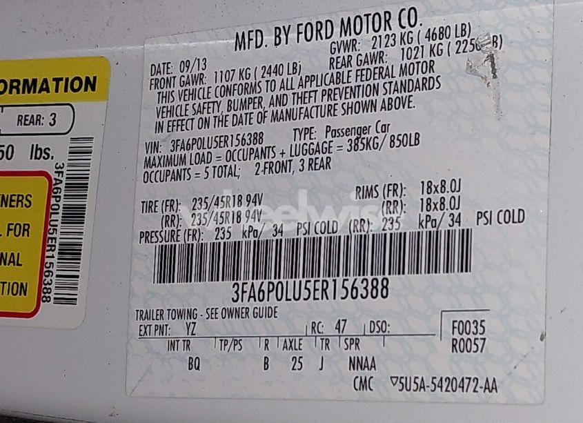 Photo 7 of 2014 Ford Fusion HYBRID SE (VIN 3FA6P0LU5ER156388)