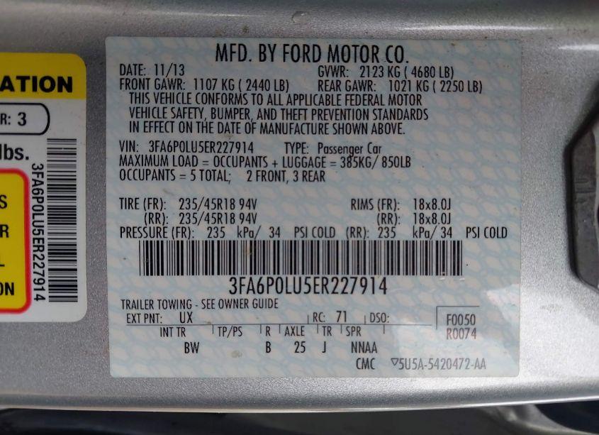 Photo 9 of 2014 Ford Fusion HYBRID SE (VIN 3FA6P0LU5ER227914)
