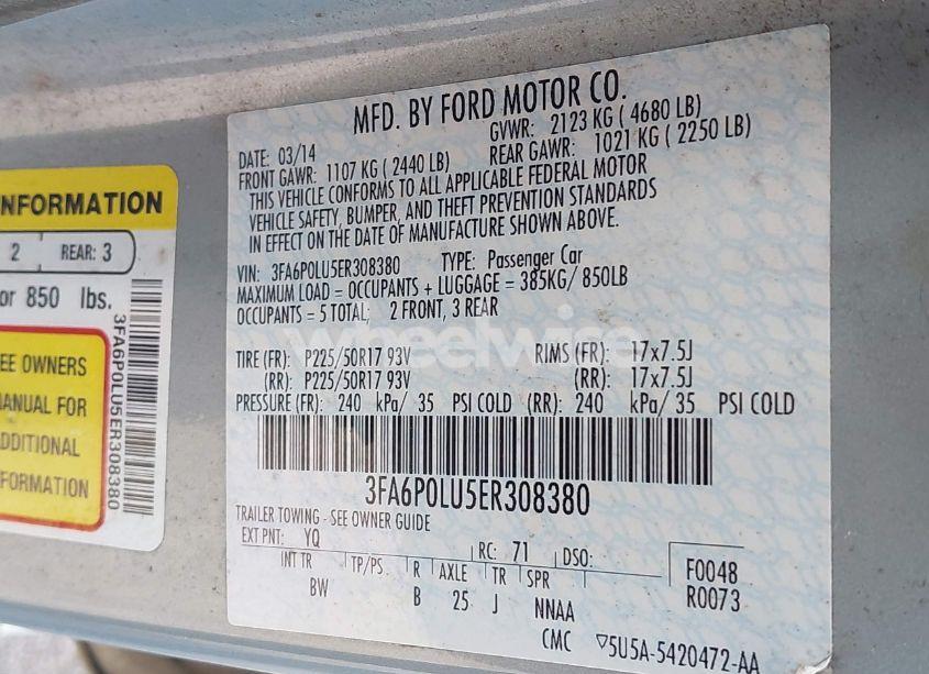 Photo 9 of 2014 Ford Fusion HYBRID SE (VIN 3FA6P0LU5ER308380)