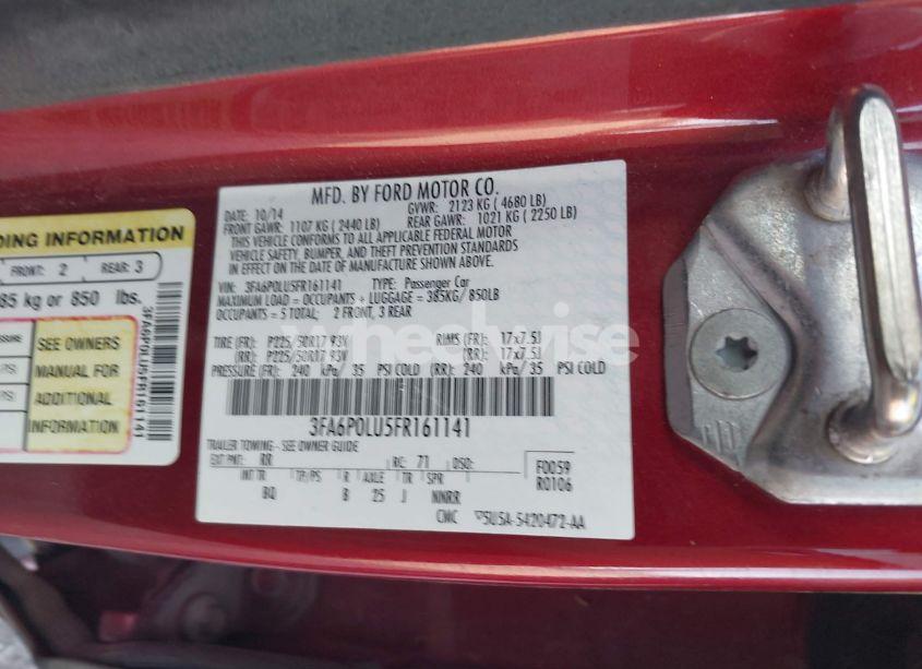 Photo 9 of 2015 Ford Fusion HYBRID SE (VIN 3FA6P0LU5FR161141)