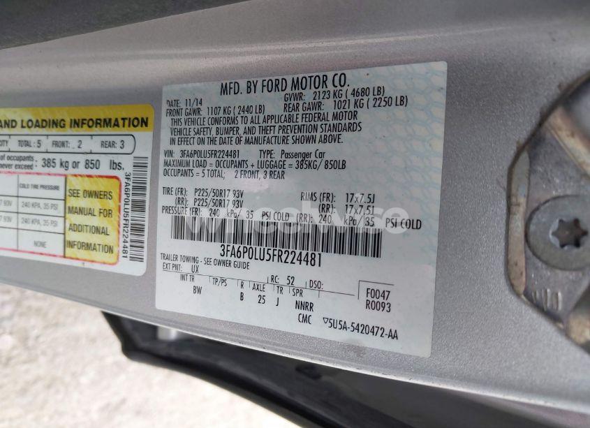 Photo 9 of 2015 Ford Fusion HYBRID SE (VIN 3FA6P0LU5FR224481)