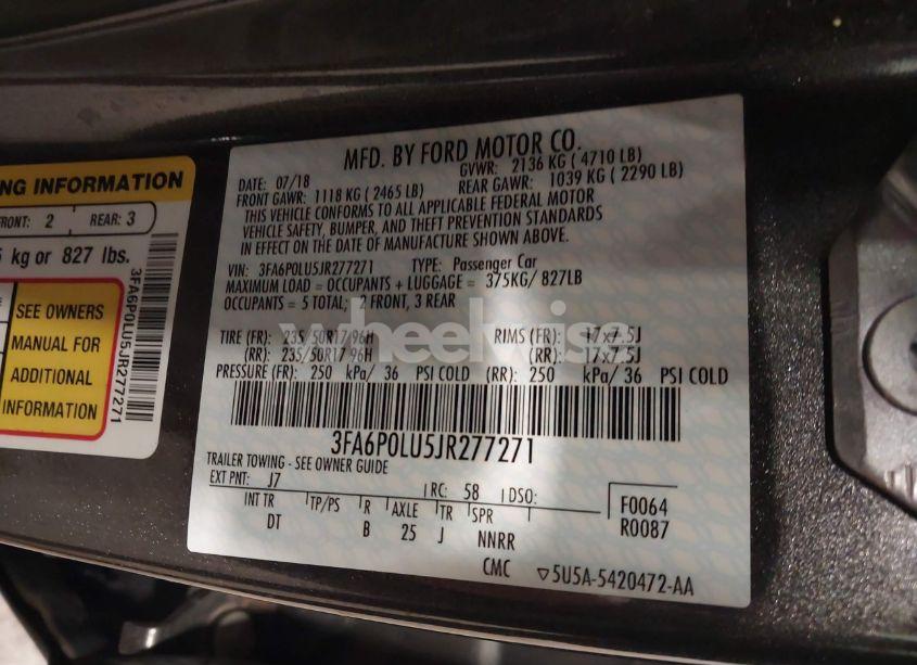 Photo 9 of 2018 Ford Fusion HYBRID SE (VIN 3FA6P0LU5JR277271)