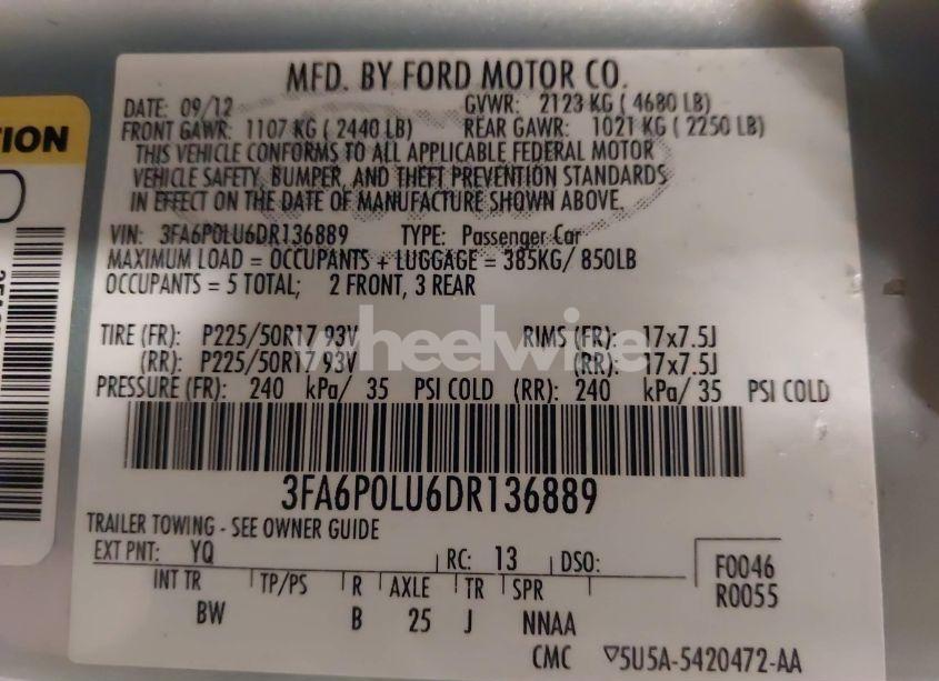 Photo 9 of 2013 Ford Fusion HYBRID SE (VIN 3FA6P0LU6DR136889)