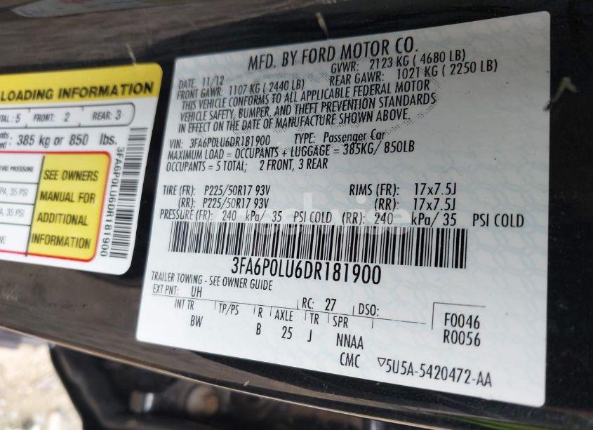 Photo 9 of 2013 Ford Fusion HYBRID SE (VIN 3FA6P0LU6DR181900)
