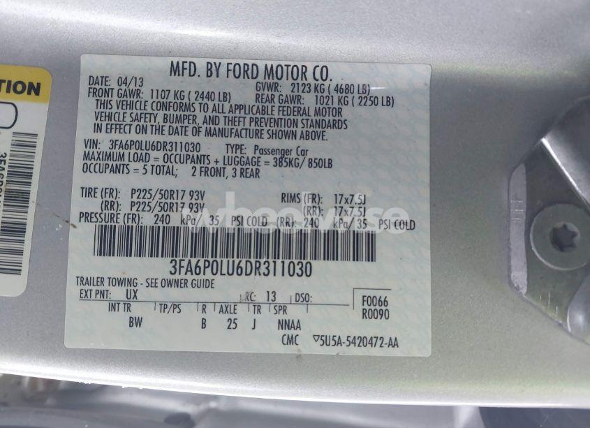 Photo 9 of 2013 Ford Fusion HYBRID SE (VIN 3FA6P0LU6DR311030)