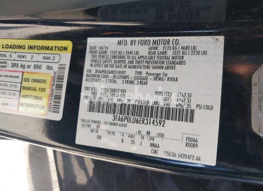Photo 9 of 2014 Ford Fusion HYBRID SE (VIN 3FA6P0LU6ER314592)
