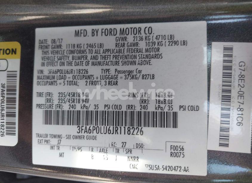 Photo 9 of 2018 Ford Fusion HYBRID SE (VIN 3FA6P0LU6JR118226)