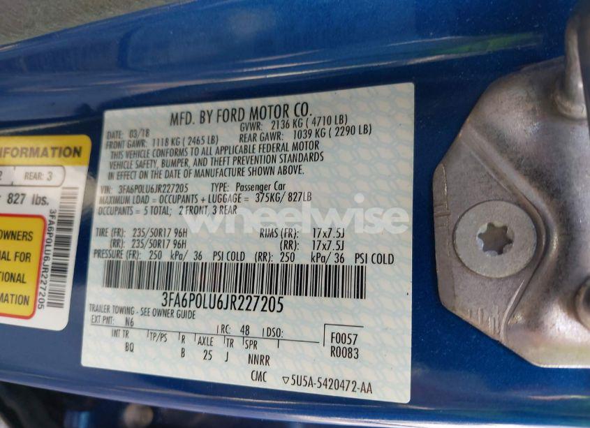 Photo 9 of 2018 Ford Fusion HYBRID SE (VIN 3FA6P0LU6JR227205)