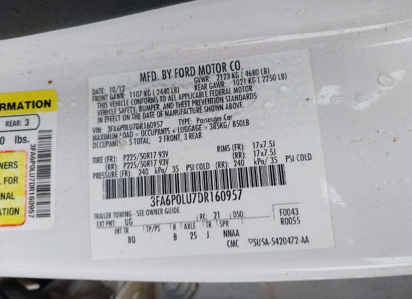 Photo 9 of 2013 Ford Fusion HYBRID SE (VIN 3FA6P0LU7DR160957)