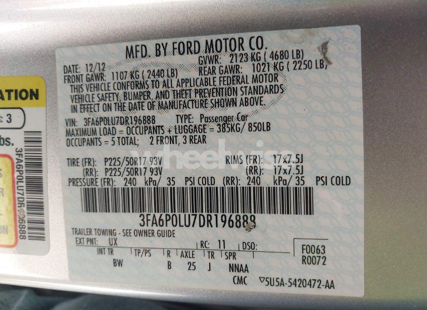 Photo 9 of 2013 Ford Fusion HYBRID SE (VIN 3FA6P0LU7DR196888)