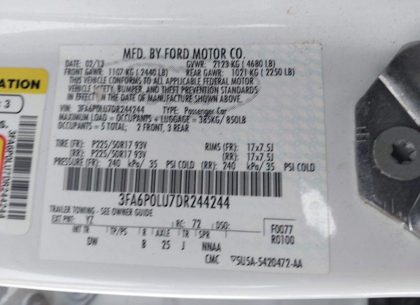 Photo 9 of 2013 Ford Fusion HYBRID SE (VIN 3FA6P0LU7DR244244)