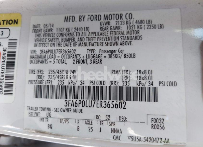 Photo 9 of 2014 Ford Fusion HYBRID SE (VIN 3FA6P0LU7ER365602)