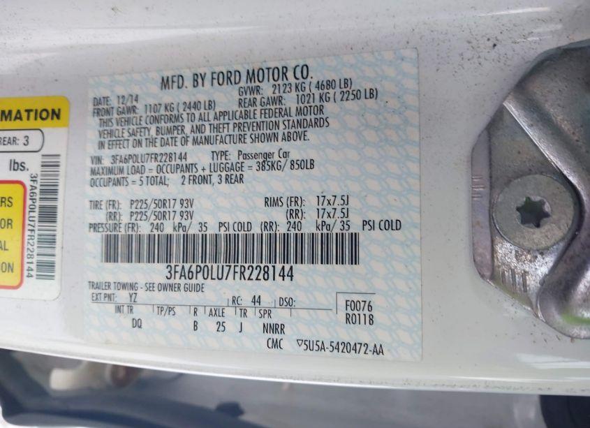 Photo 9 of 2015 Ford Fusion HYBRID SE (VIN 3FA6P0LU7FR228144)