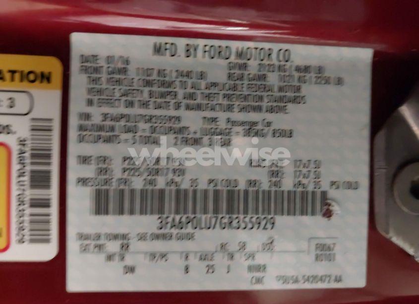 Photo 9 of 2016 Ford Fusion HYBRID SE (VIN 3FA6P0LU7GR355929)