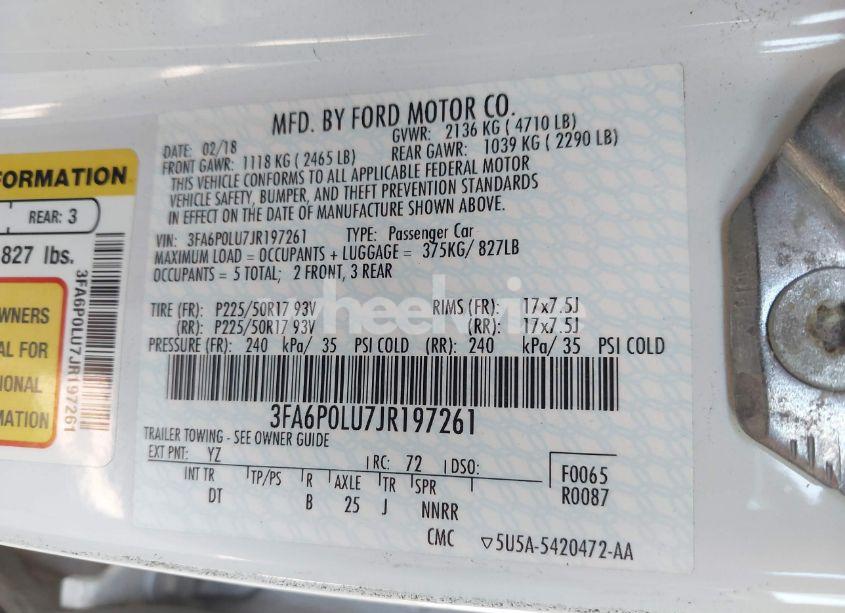 Photo 9 of 2018 Ford Fusion HYBRID SE (VIN 3FA6P0LU7JR197261)