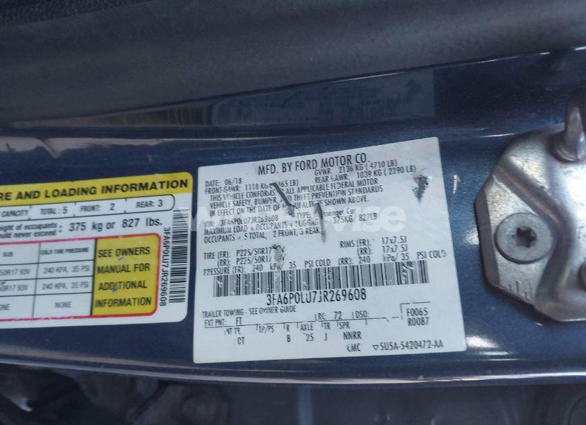 Photo 9 of 2018 Ford Fusion HYBRID SE (VIN 3FA6P0LU7JR269608)