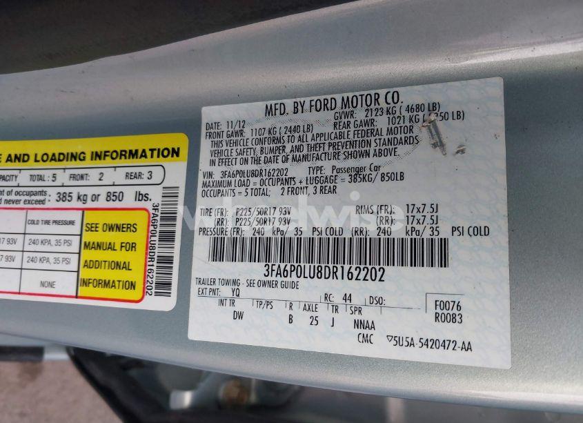 Photo 9 of 2013 Ford Fusion HYBRID SE (VIN 3FA6P0LU8DR162202)