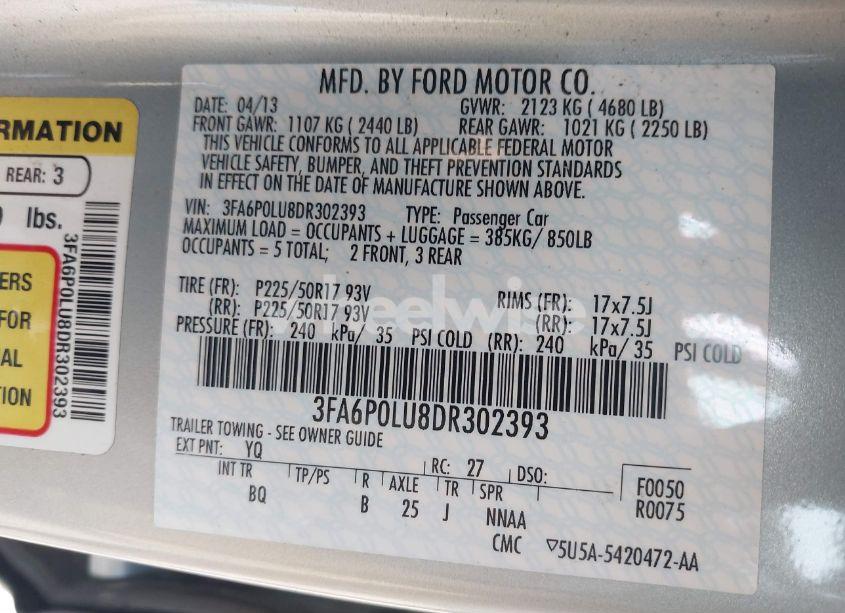 Photo 9 of 2013 Ford Fusion HYBRID SE (VIN 3FA6P0LU8DR302393)
