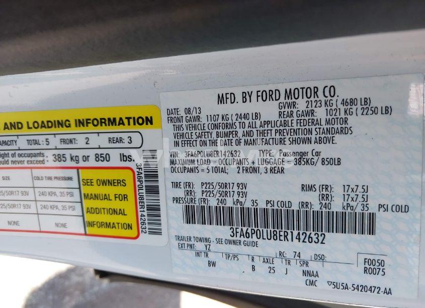 Photo 9 of 2014 Ford Fusion HYBRID SE (VIN 3FA6P0LU8ER142632)