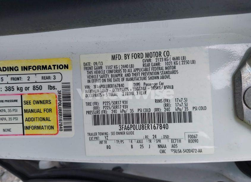 Photo 9 of 2014 Ford Fusion HYBRID SE (VIN 3FA6P0LU8ER167840)
