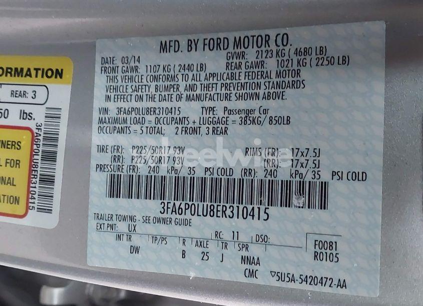 Photo 9 of 2014 Ford Fusion HYBRID SE (VIN 3FA6P0LU8ER310415)