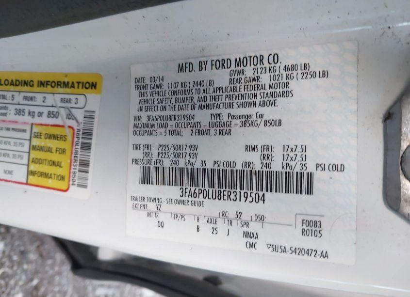 Photo 9 of 2014 Ford Fusion HYBRID SE (VIN 3FA6P0LU8ER319504)