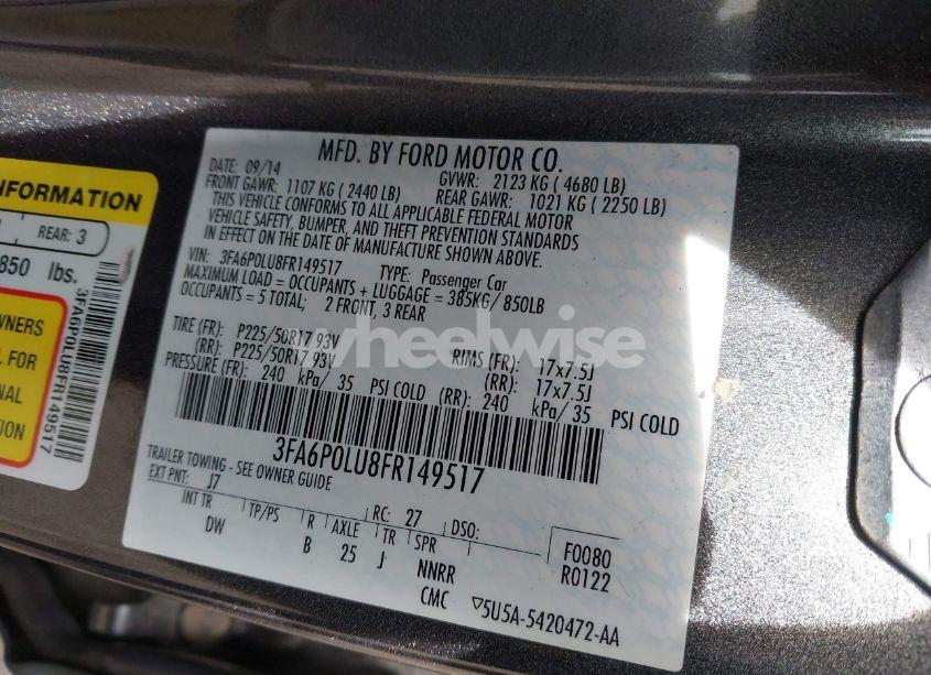 Photo 9 of 2015 Ford Fusion HYBRID SE (VIN 3FA6P0LU8FR149517)