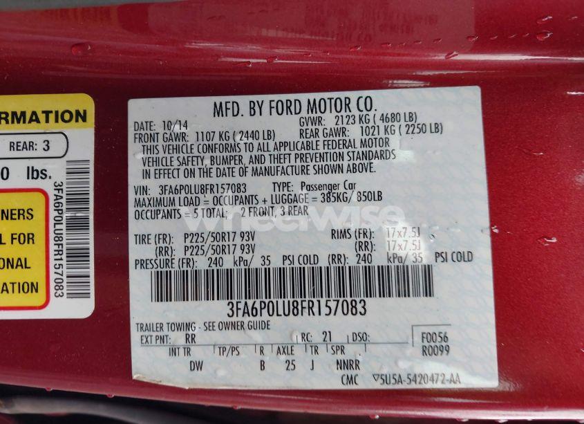 Photo 9 of 2015 Ford Fusion HYBRID SE (VIN 3FA6P0LU8FR157083)