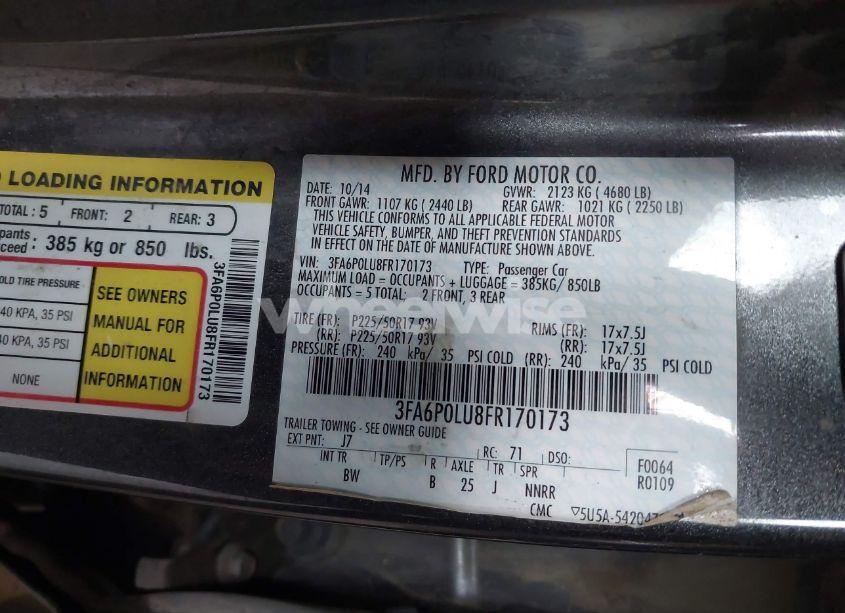 Photo 9 of 2015 Ford Fusion HYBRID SE (VIN 3FA6P0LU8FR170173)