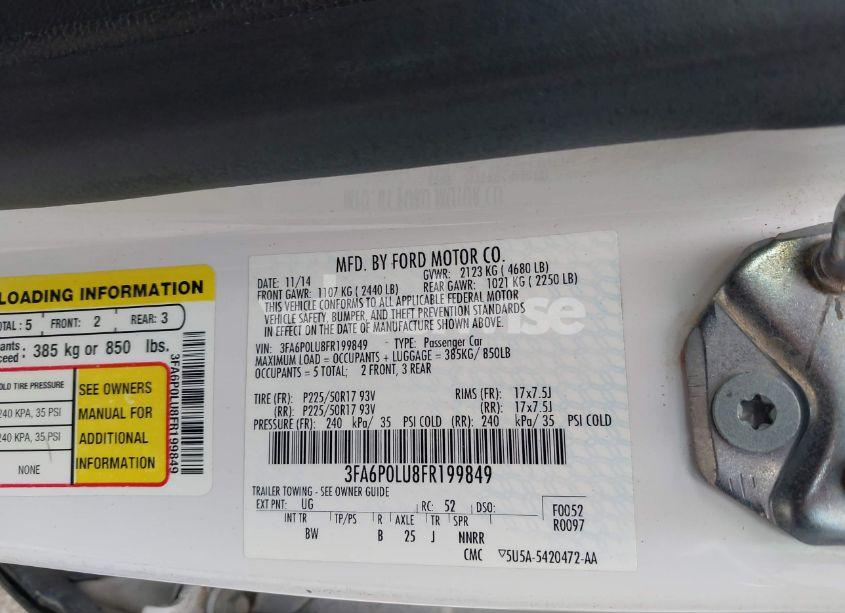 Photo 9 of 2015 Ford Fusion HYBRID SE (VIN 3FA6P0LU8FR199849)