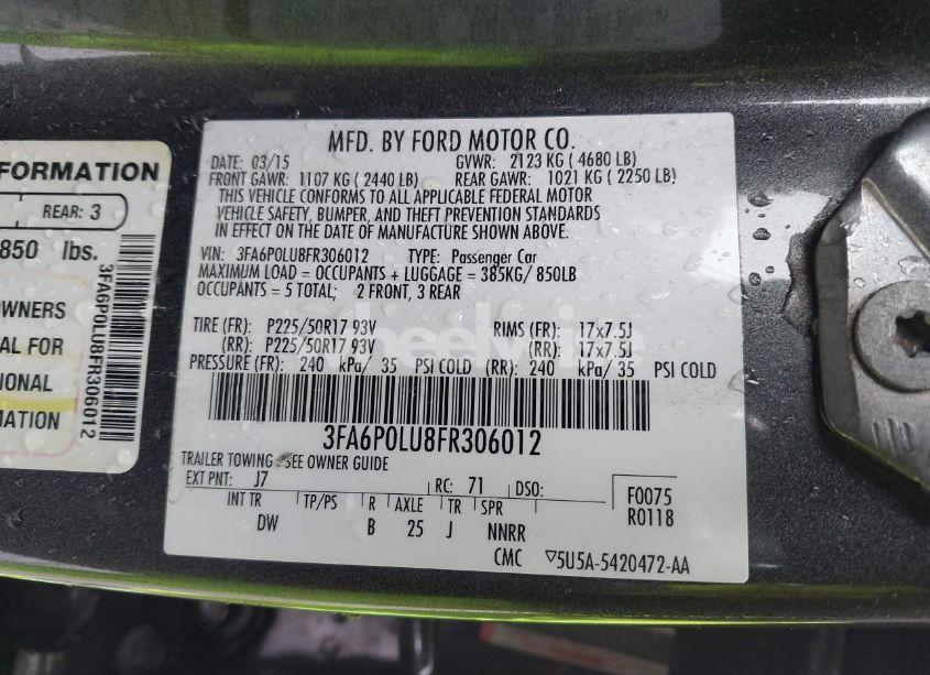 Photo 9 of 2015 Ford Fusion HYBRID SE (VIN 3FA6P0LU8FR306012)