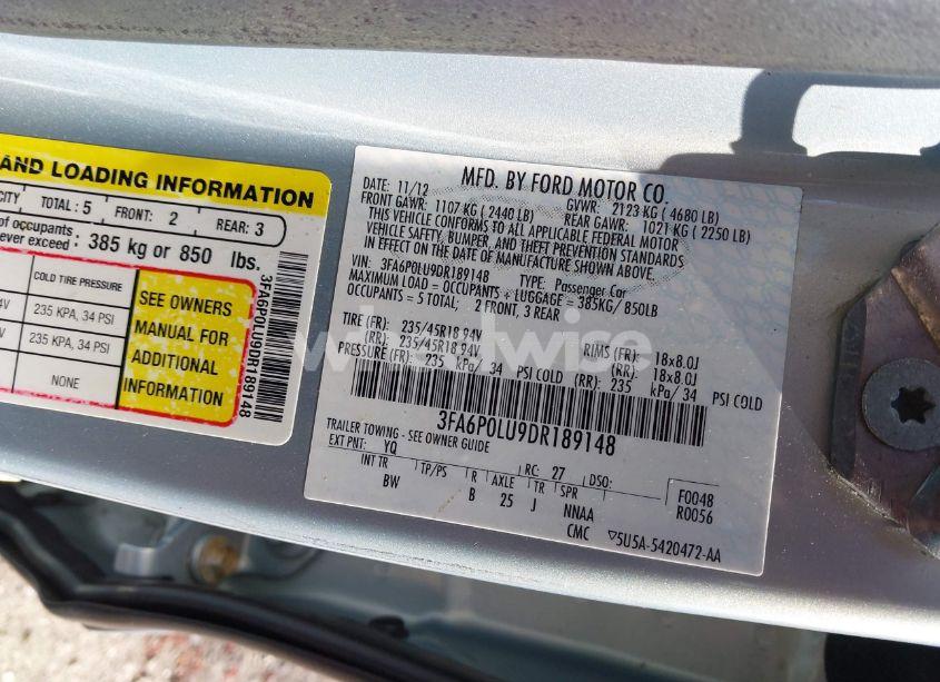 Photo 9 of 2013 Ford Fusion HYBRID SE (VIN 3FA6P0LU9DR189148)