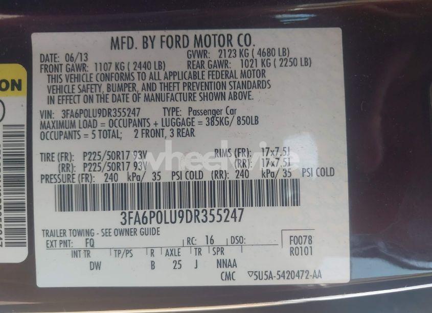 Photo 9 of 2013 Ford Fusion HYBRID SE (VIN 3FA6P0LU9DR355247)