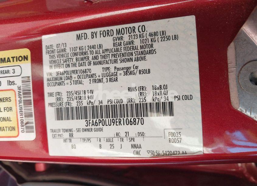 Photo 9 of 2014 Ford Fusion HYBRID SE (VIN 3FA6P0LU9ER106870)