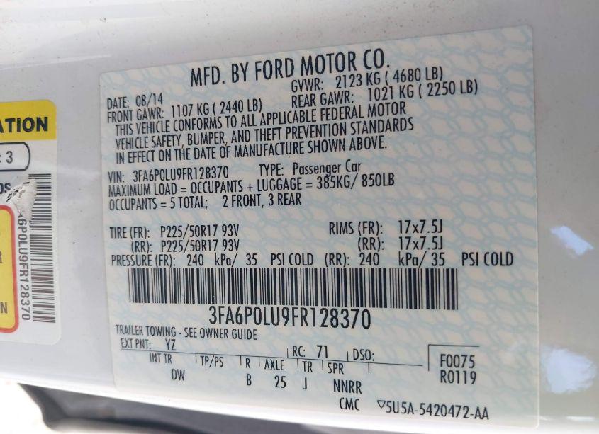 Photo 9 of 2015 Ford Fusion HYBRID SE (VIN 3FA6P0LU9FR128370)