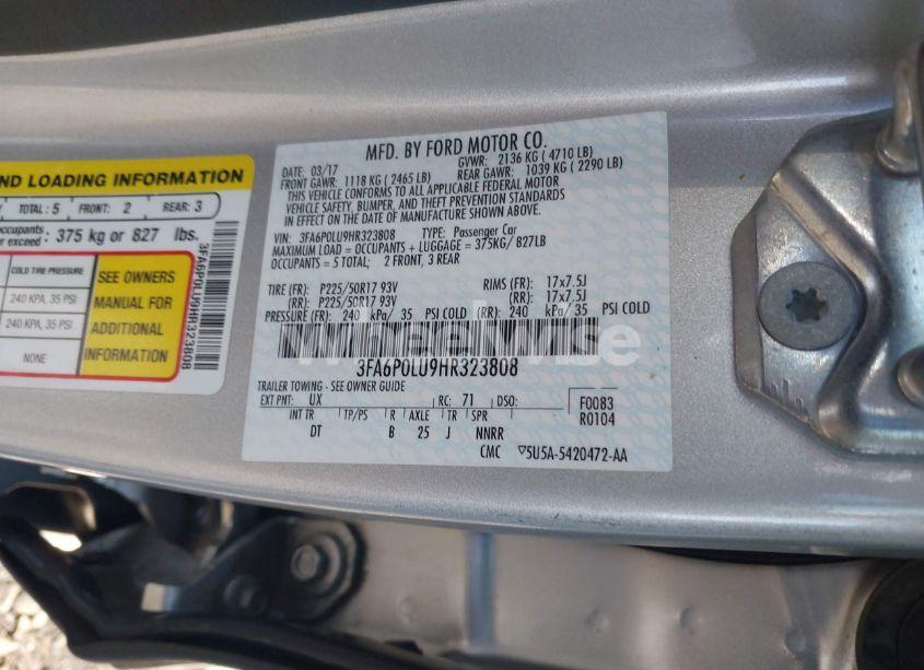 Photo 9 of 2017 Ford Fusion HYBRID SE (VIN 3FA6P0LU9HR323808)