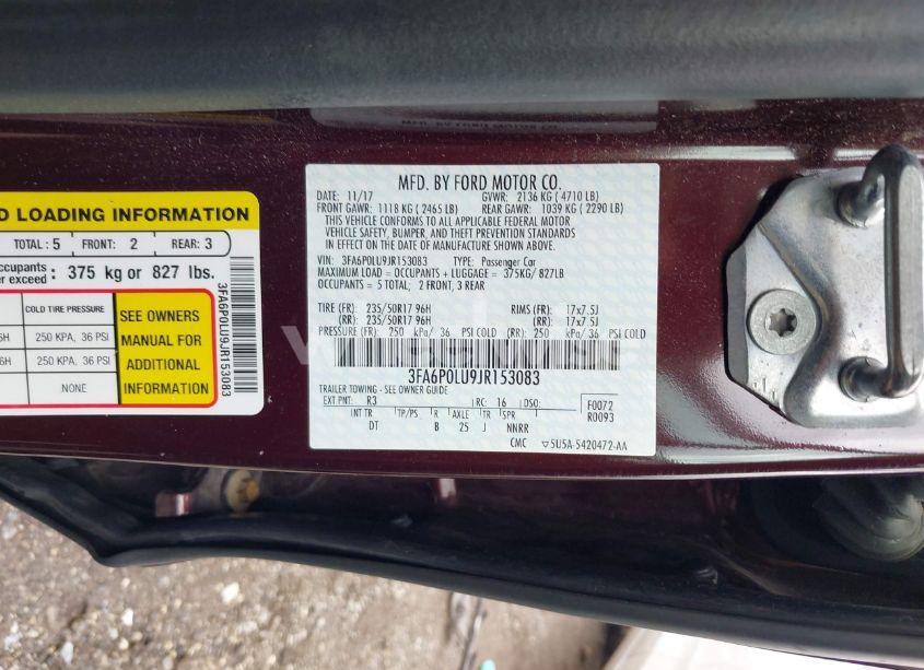 Photo 9 of 2018 Ford Fusion HYBRID SE (VIN 3FA6P0LU9JR153083)