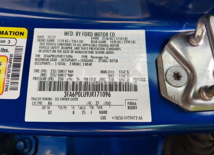 Photo 9 of 2018 Ford Fusion HYBRID SE (VIN 3FA6P0LU9JR171096)